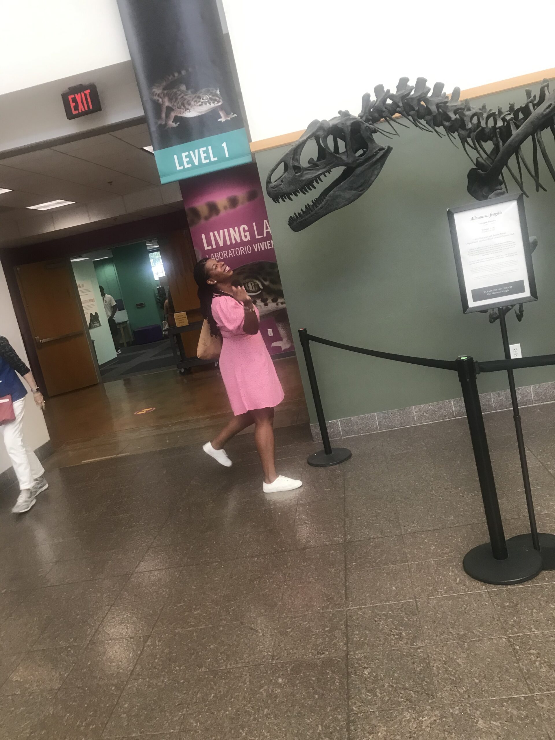 Small Museums Can Hold Big Truths - Mercedes at a small museum with dinosaur bones in California