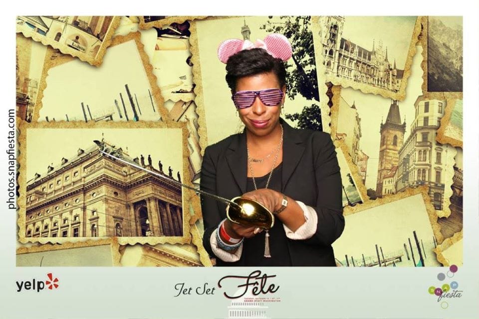 DG Speaks - Food - Events - Yelp’s Jet Set Fête - Mercedes enjoying the vibrant atmosphere at Yelp’s Jet Set Fête, surrounded by laughter and culinary delights.