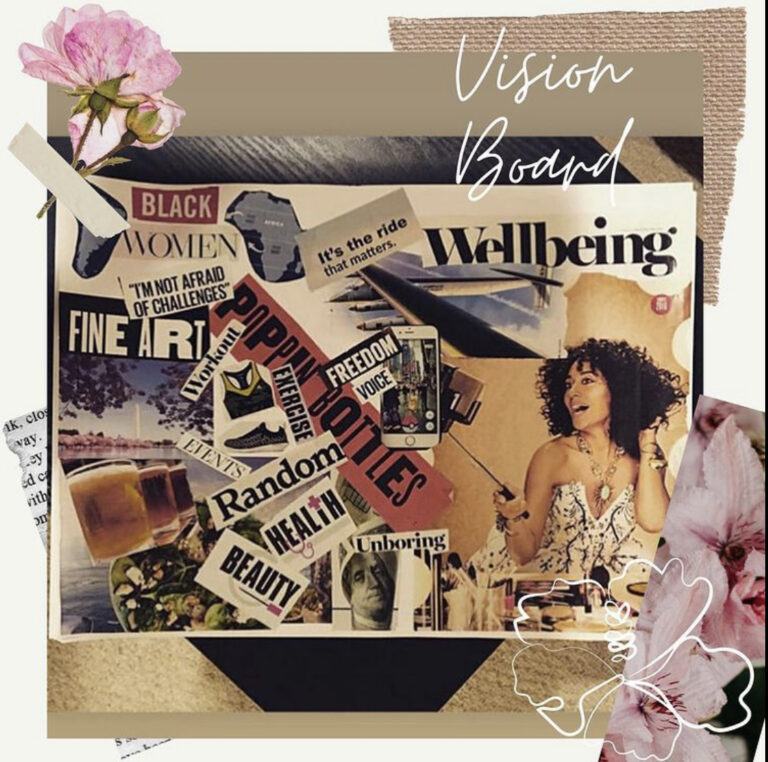 DG Speaks - Lifestyle - Image of Mercedes’ vision board, a collage of dreams and aspirations, providing a glimpse into her inspiring journey and future goals.
