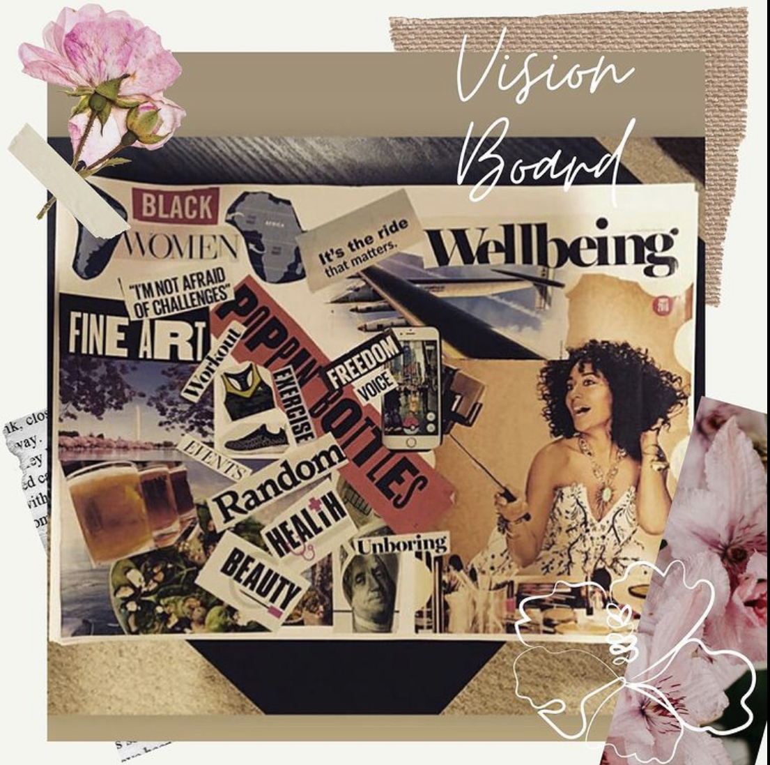 DG Speaks - Lifestyle - Image of Mercedes’ vision board, a collage of dreams and aspirations, providing a glimpse into her inspiring journey and future goals.