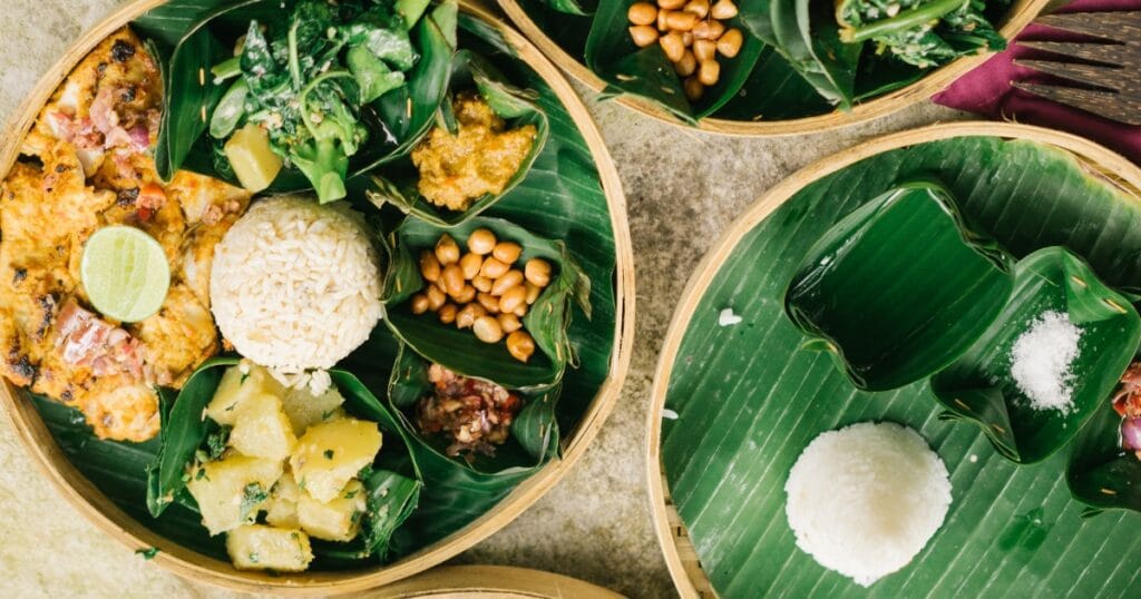 Assorted native food placed on native plate