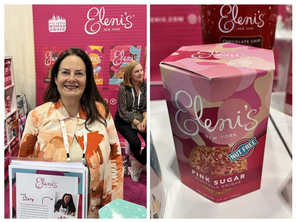 Eleni’s founder, Eleni Gianopulos, presenting artisanal baked goods with a social impact.