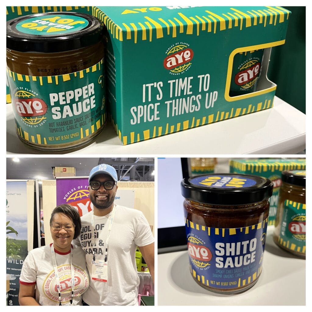 DG Speaks - Money - Food Consulting - Packaging - Founders of Ayo Foods, Perteet and Fred Spencer, presenting their culinary delights at Expo East.