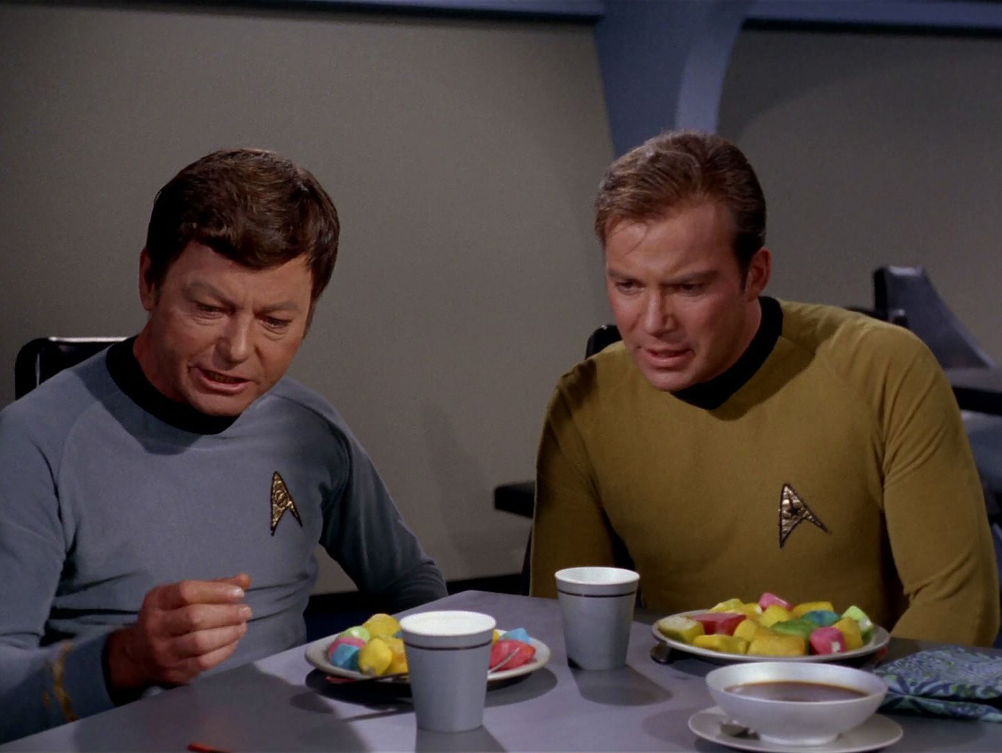 Kirk and McCoy enjoying a mean in Start Trek TNG - How Star Trek Uses Food to Talk About Culture