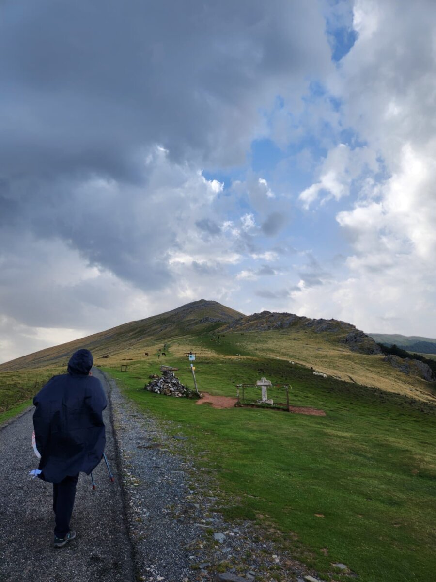 Mercedes hiking through the Pyrenees on day two of the Camino Francés