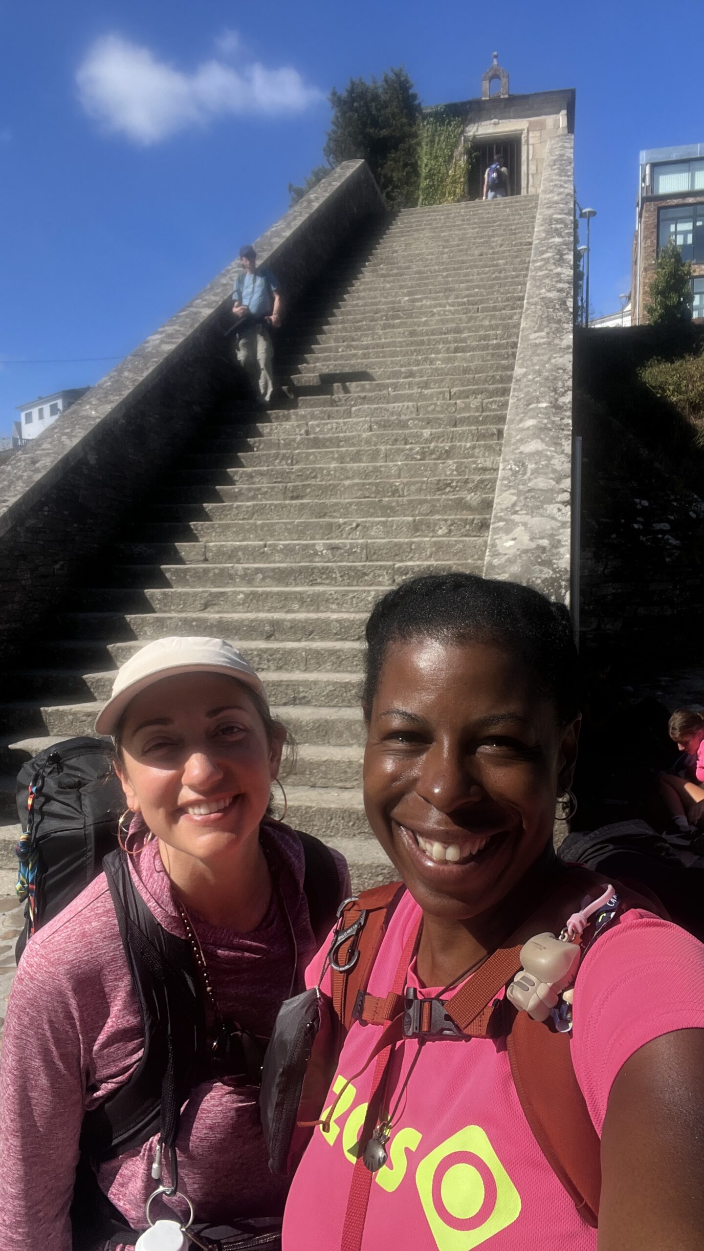 Katie and Mercedes on the Camino de Santiago discussing their pilgrimage experiences