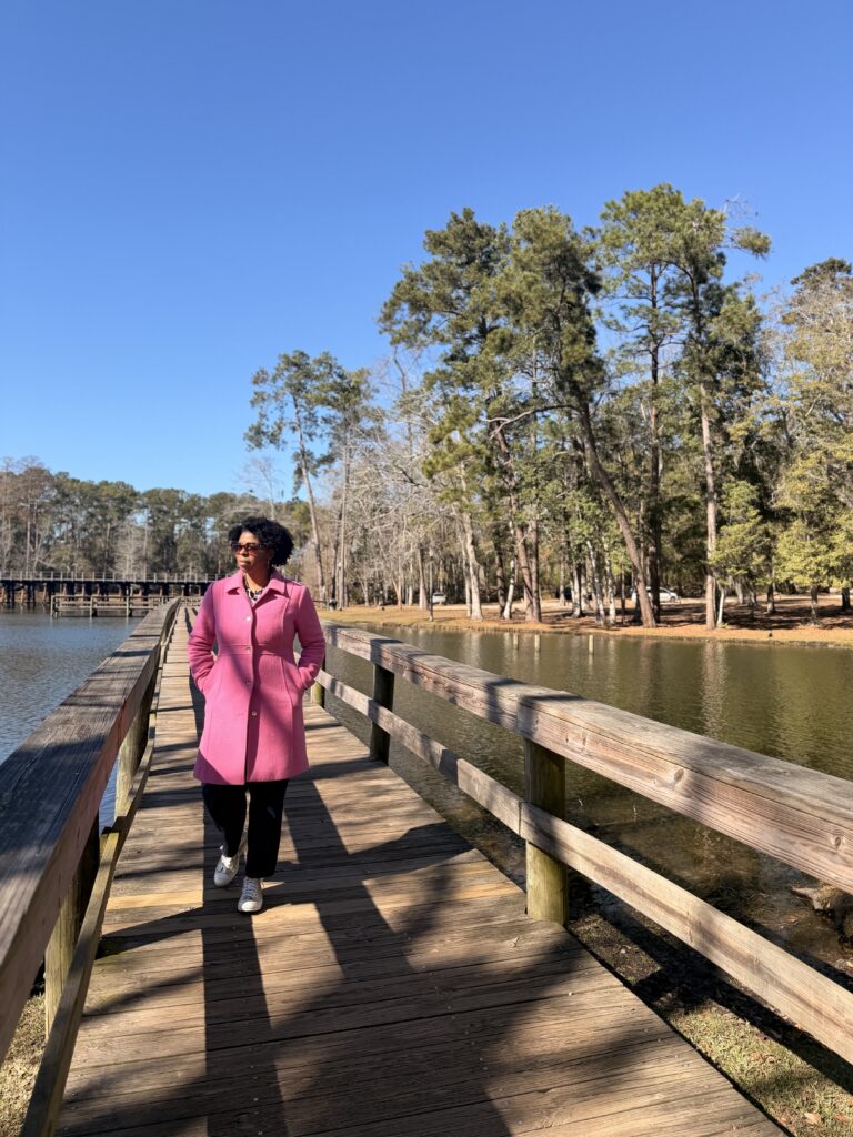 Mercedes taking a walk across a bridge in Georgia