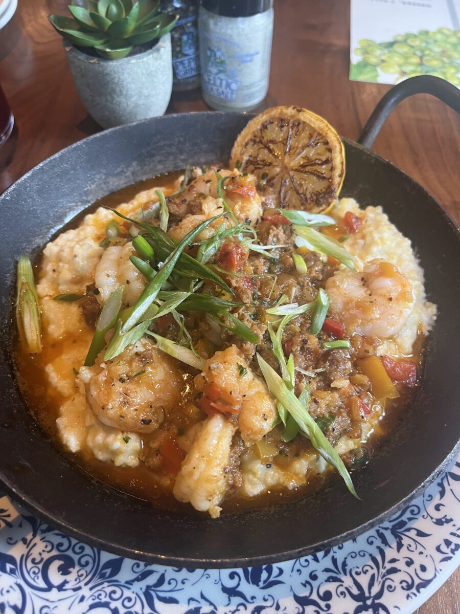 Shrimp and Grits plate at Tupelo Honey in Arlington, Virginia