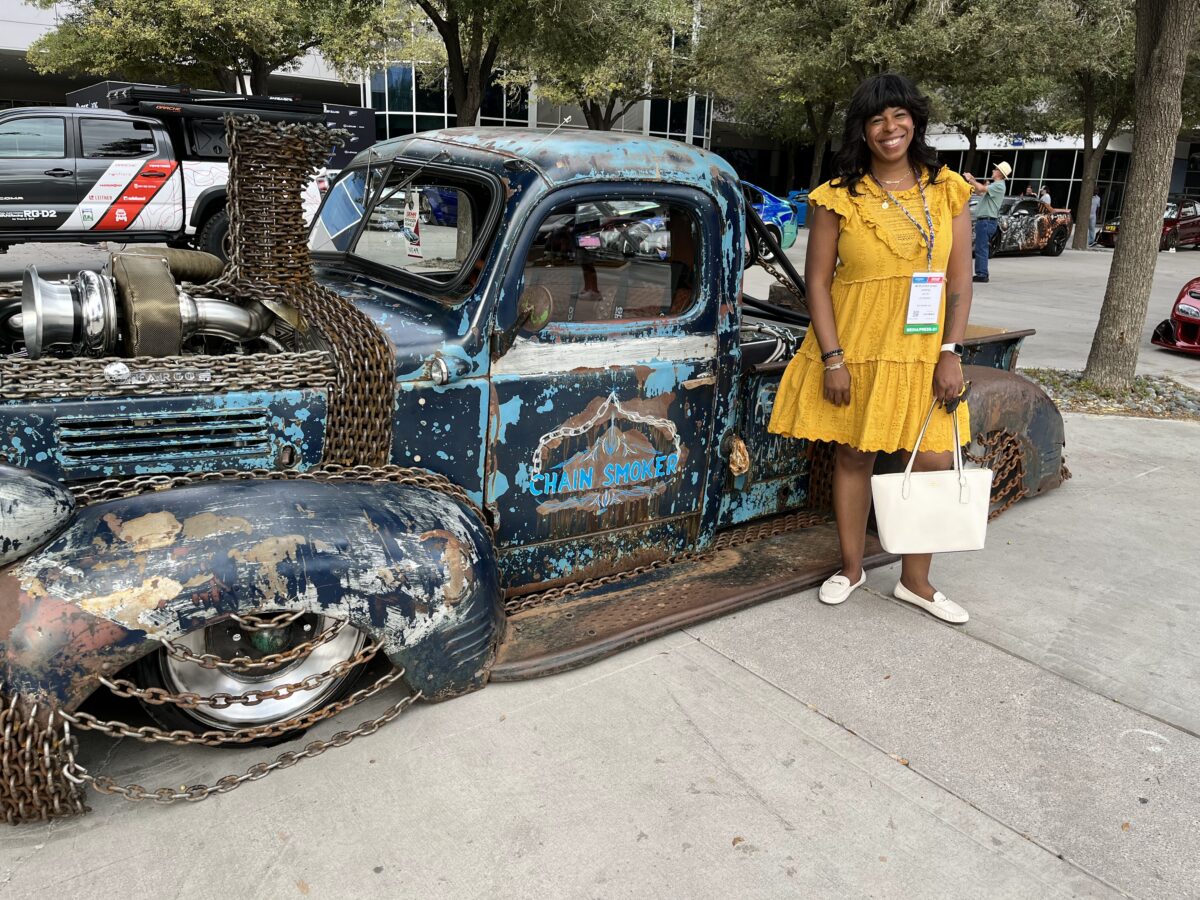 Mercedes next to old renovated car at SEMA Show
