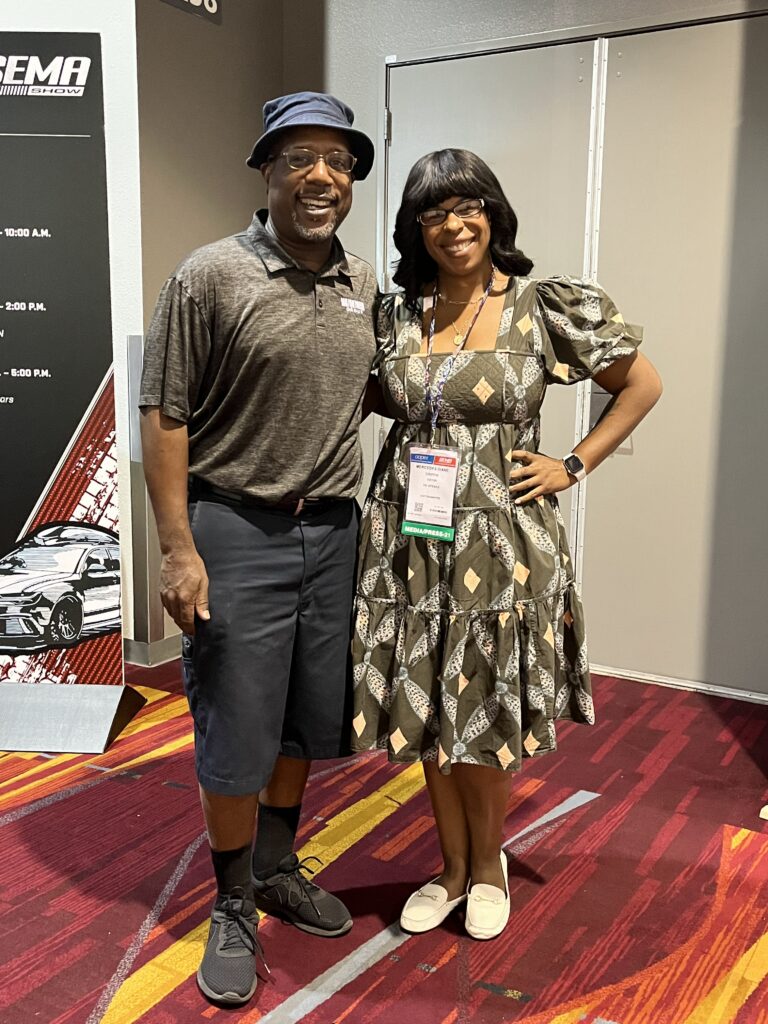 Mercedes with MotorTrend's KJ Jones at SEMA Show