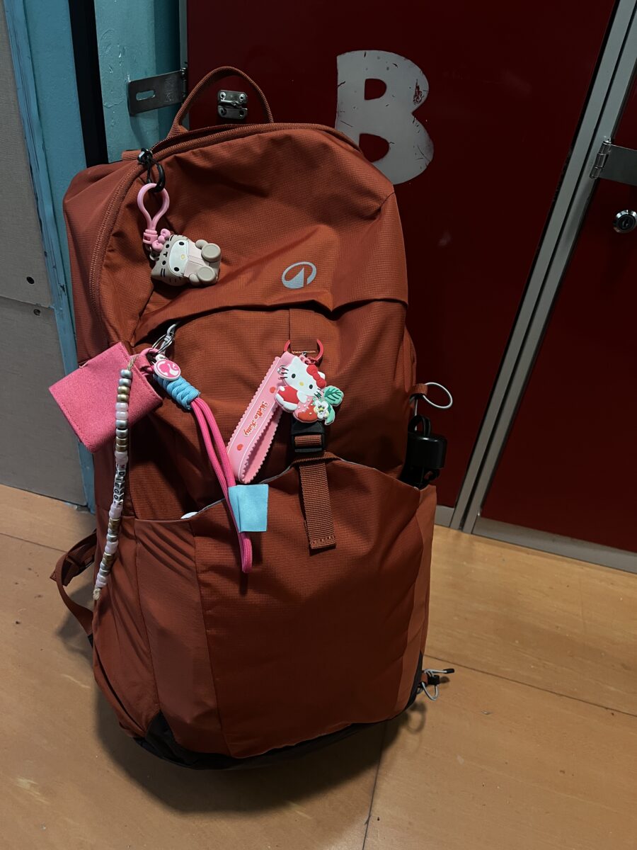 Mercedes's orange backpack used during her Camino Francés journey