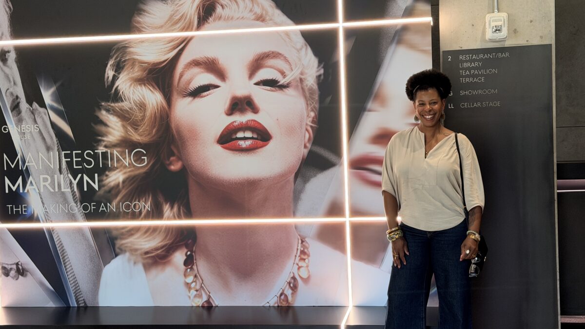 Mercedes Diane Griffin Forbes visiting the Manifesting Marilyn exhibition at Genesis House in New York City.
