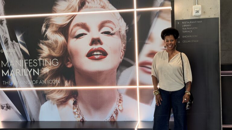 Mercedes Diane Griffin Forbes visiting the Manifesting Marilyn exhibition at Genesis House in New York City.