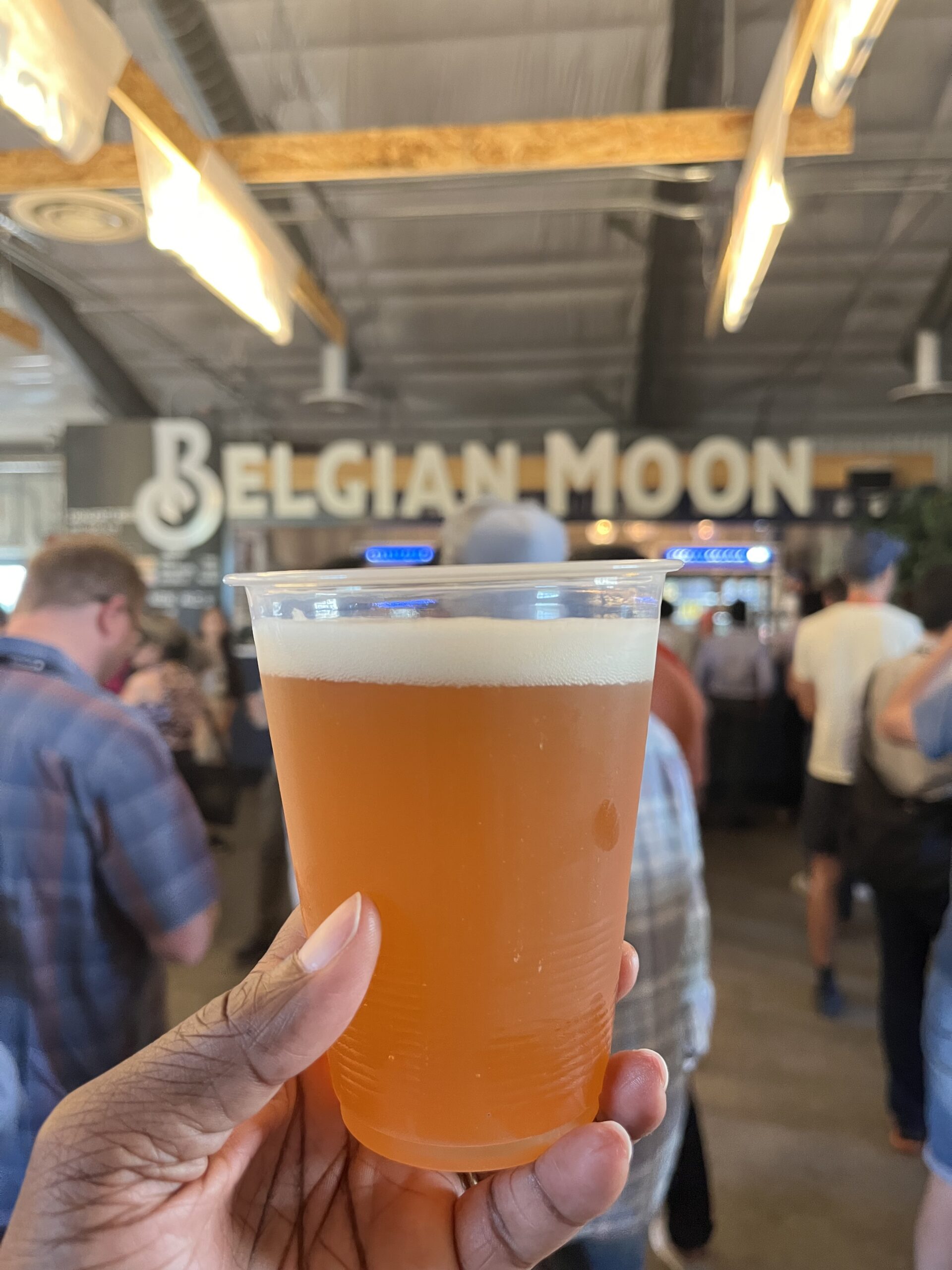 Belgian Moon wheat beer served during a beer festival