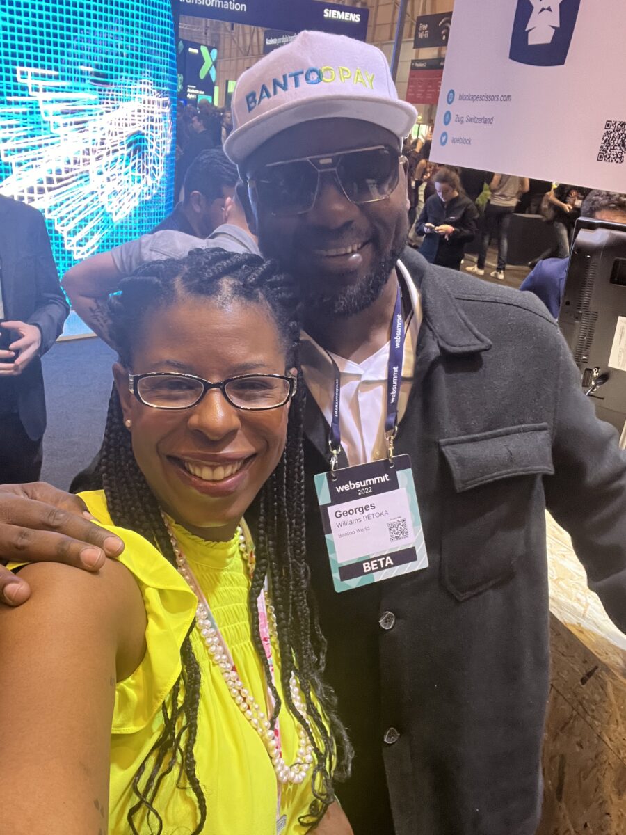 Mercedes Diane Griffin Forbes with Georges Williams of Bantoo World at Web Summit Lisbon