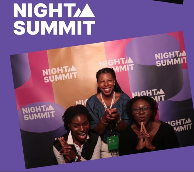 Mercedes Diane Griffin Forbes with Ngozi Cadmus of AI Success Labs and Korede Adedoyin of The Vemoye Foundation at Night Summit in Lisbon