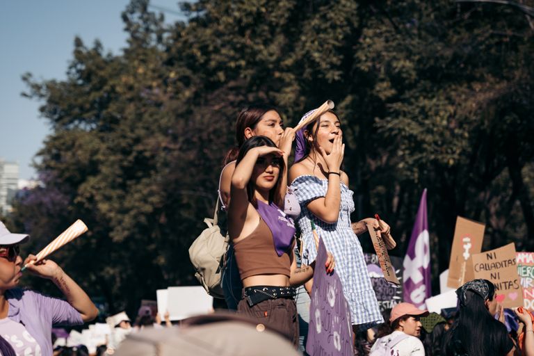 Independent Voices Make Culture Richer - Women gather in Mexico City demonstration advocating for gender equality and social justice.