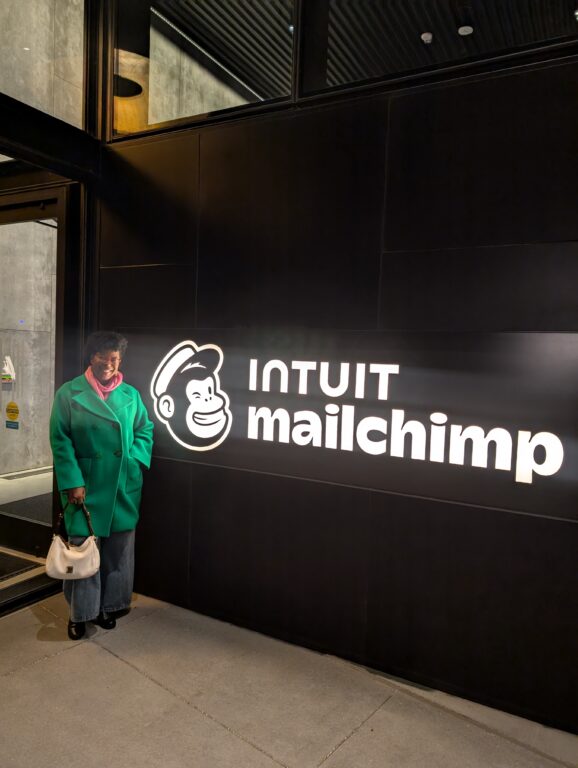 Mercedes Forbes standing outside the Intuit Mailchimp office in Atlanta