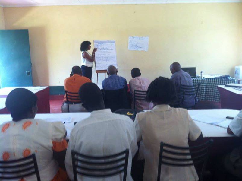 Mercedes Diane Griffin Forbes presenting an agricultural training workshop to participants in Kenya.