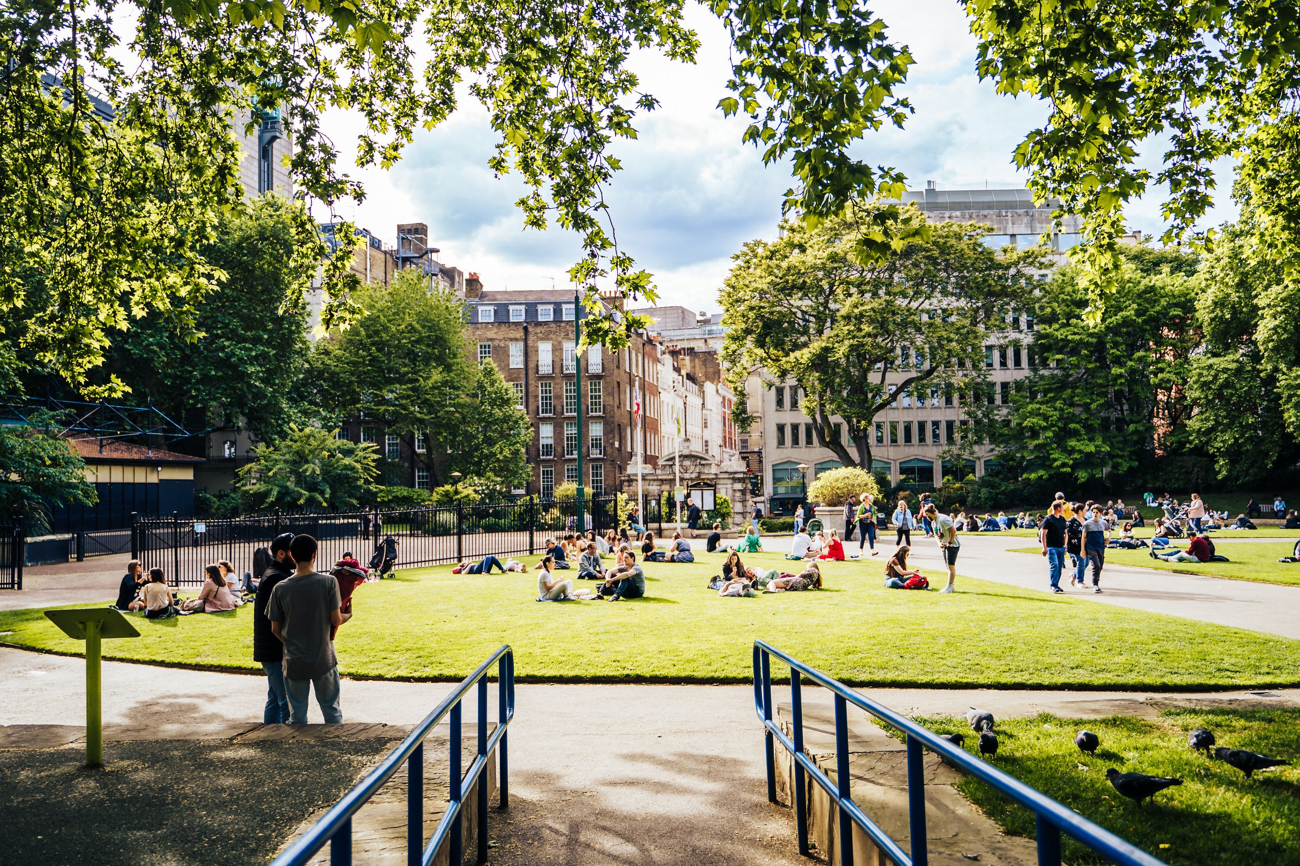 Why a Summer Evening Walk Brings Me Back to Myself- People enjoying leisure time in a lush London park on a sunny day.