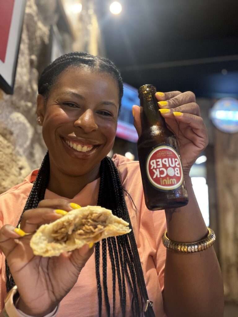 Mercedes with first bifana in Portugal came with a mini Super Bock at Espaço 77 in Porto, all for €2.50
