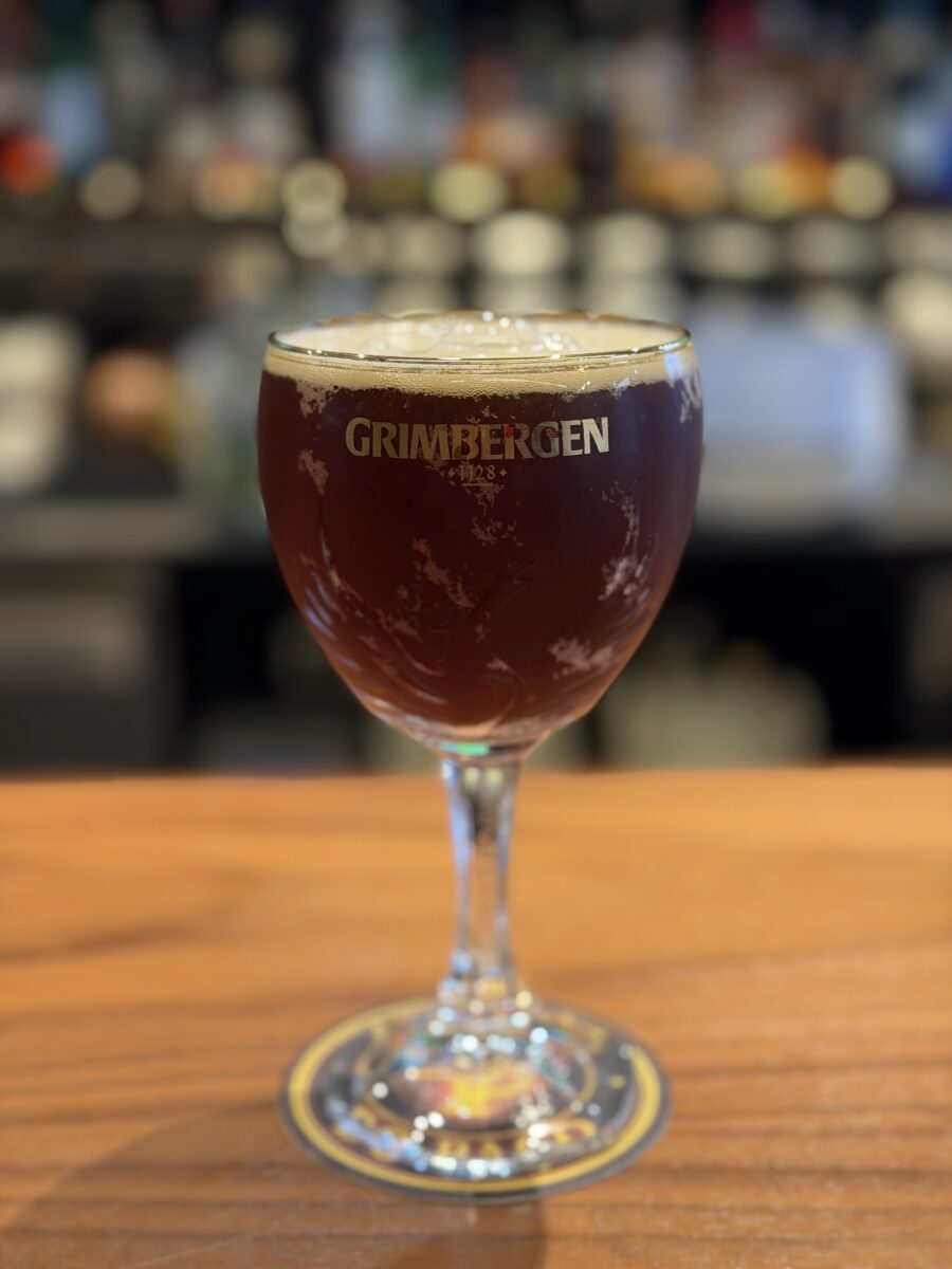 Dark Grimbergen beer served with dinner at Taberna do Paço in Braga