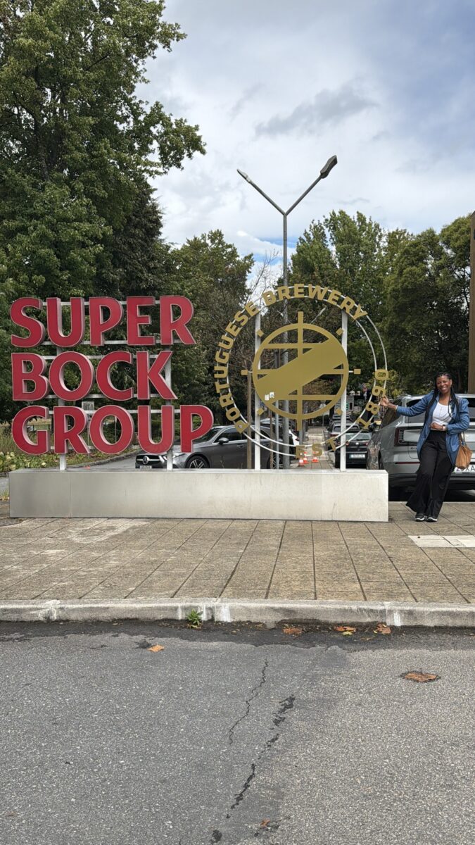 Mercedes next to Super Bock sign